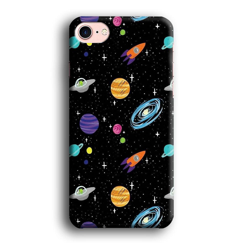 Space Pattern 003 iPhone SE 2020 Case-Plastic / Full Wrap (3D Case)-Xtracase