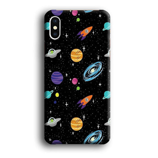 Space Pattern 003 iPhone Xs Case-Plastic / Full Wrap (3D Case)-Xtracase
