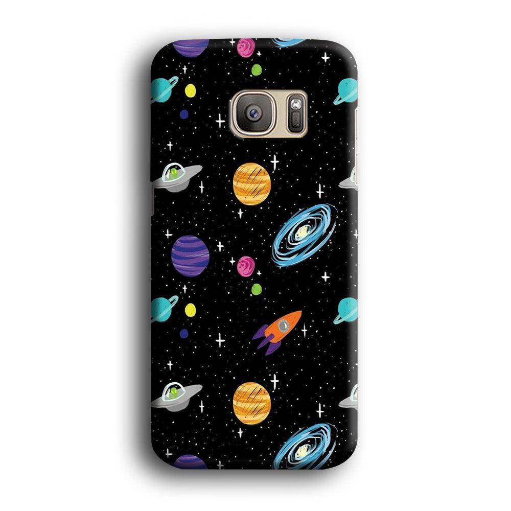 Space Pattern 003 Samsung Galaxy S7 Edge Case-Plastic / Full Wrap (3D Case)-Xtracase
