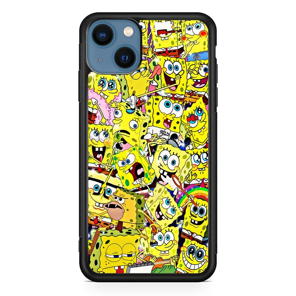 Spongebob All activities iPhone 13 Mini Case-Rubber / Black (2D Case)-Xtracase
