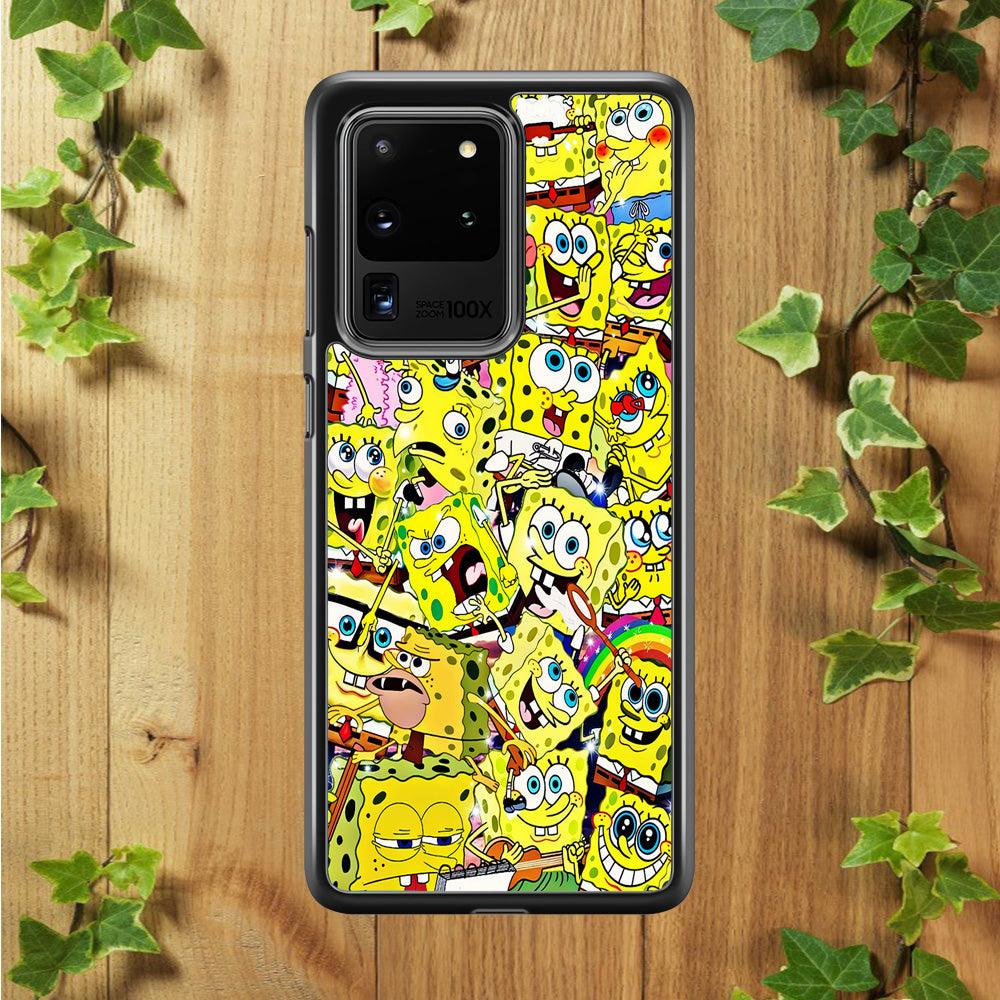 Spongebob All activities Samsung Galaxy S20 Ultra Case-Rubber / Black (2D Case)-Xtracase