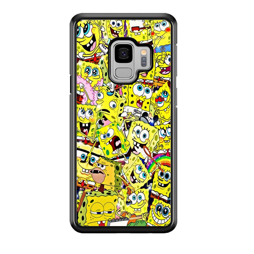 Spongebob All activities Samsung Galaxy S9 Case-Rubber / Black (2D Case)-Xtracase