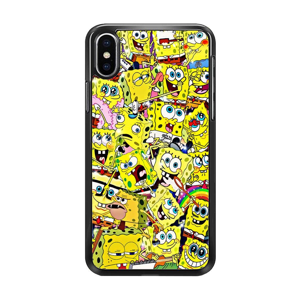 Spongebob All activities iPhone X Case-Rubber / Black (2D Case)-Xtracase