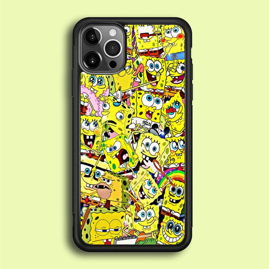 Spongebob All activities iPhone 12 Pro Case-Rubber / Black (2D Case)-Xtracase