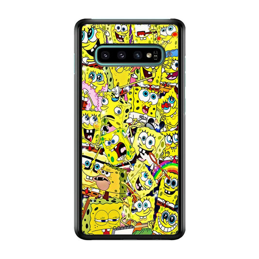 Spongebob All activities Samsung Galaxy S10 Case-Rubber / Black (2D Case)-Xtracase