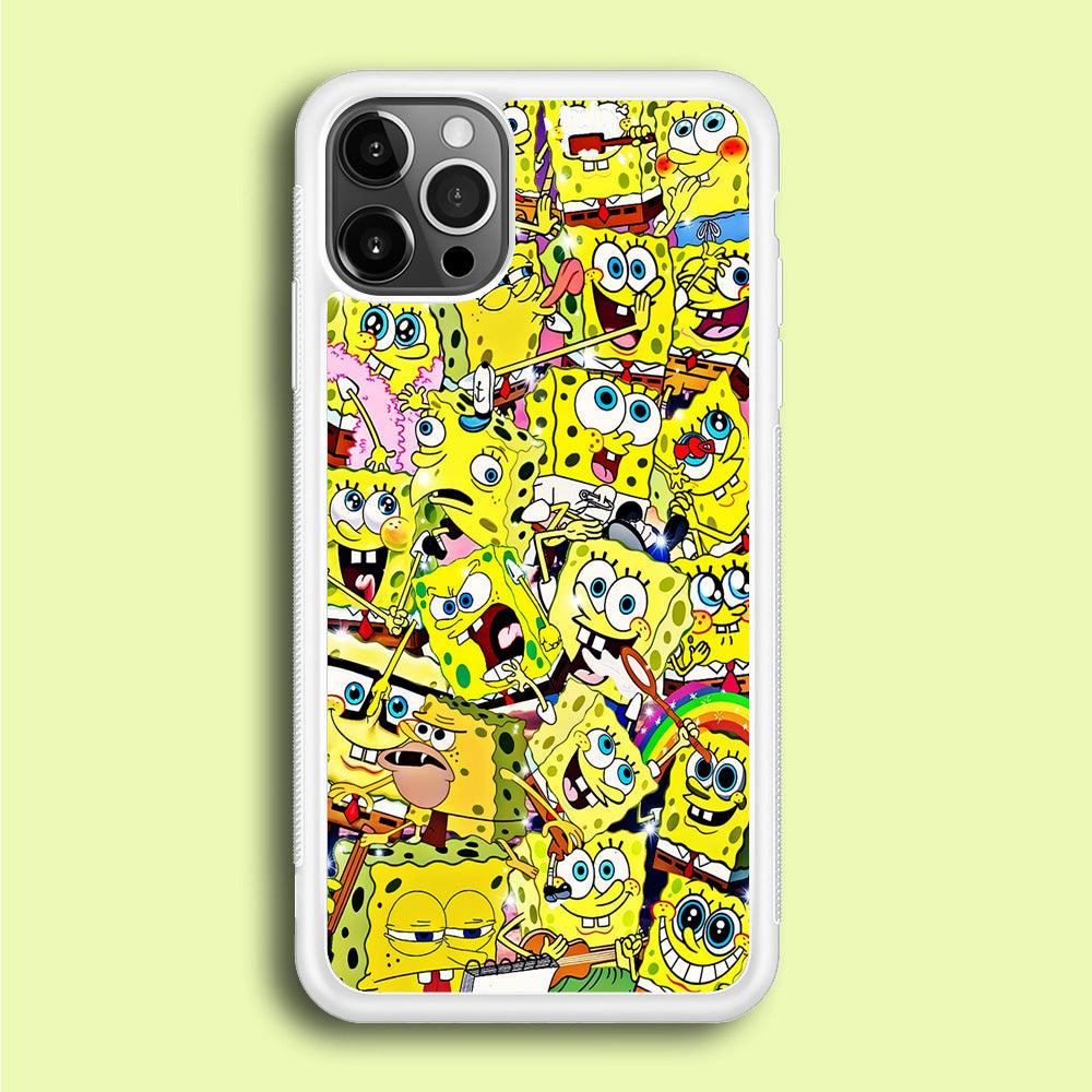 Spongebob All activities iPhone 12 Pro Case-Rubber / White (2D Case)-Xtracase