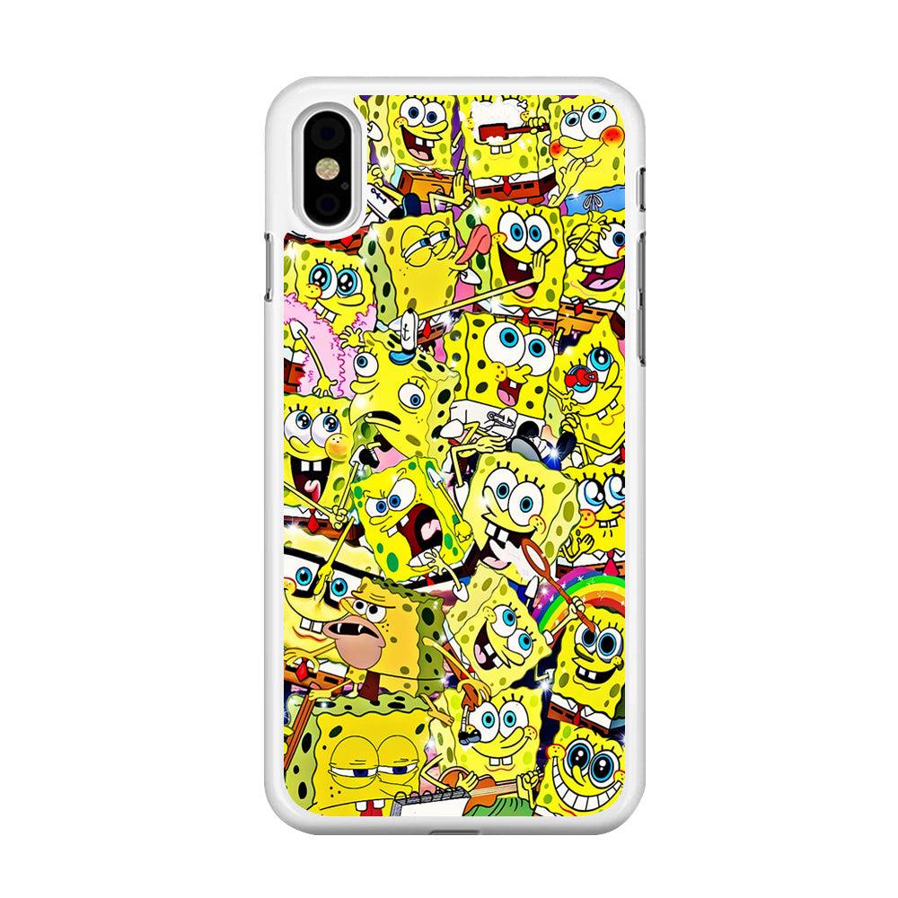 Spongebob All activities iPhone Xs Case-Rubber / White (2D Case)-Xtracase