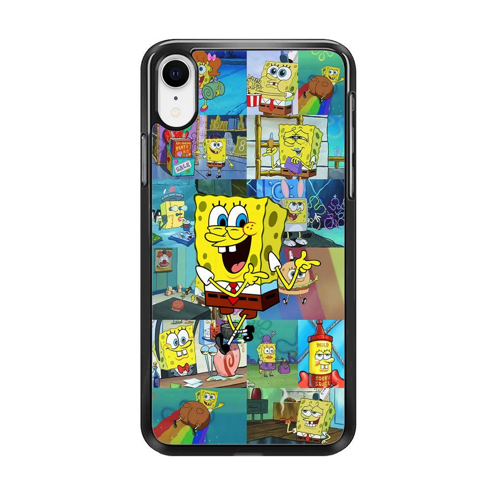 Spongebob Cartoon Aesthetic iPhone XR Case-Rubber / Black (2D Case)-Xtracase