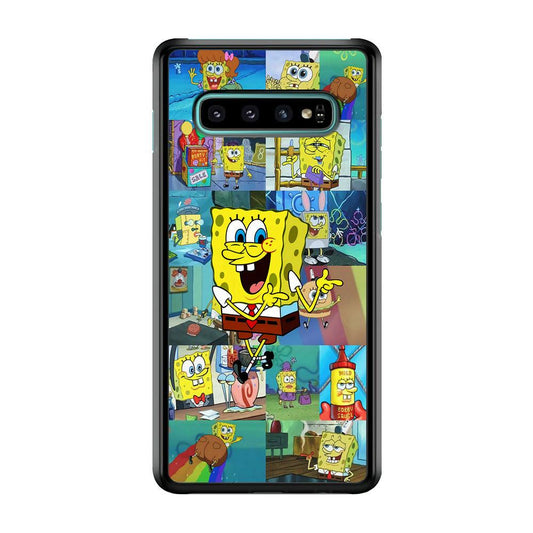 Spongebob Cartoon Aesthetic Samsung Galaxy S10 Plus Case-Rubber / White (2D Case)-Xtracase