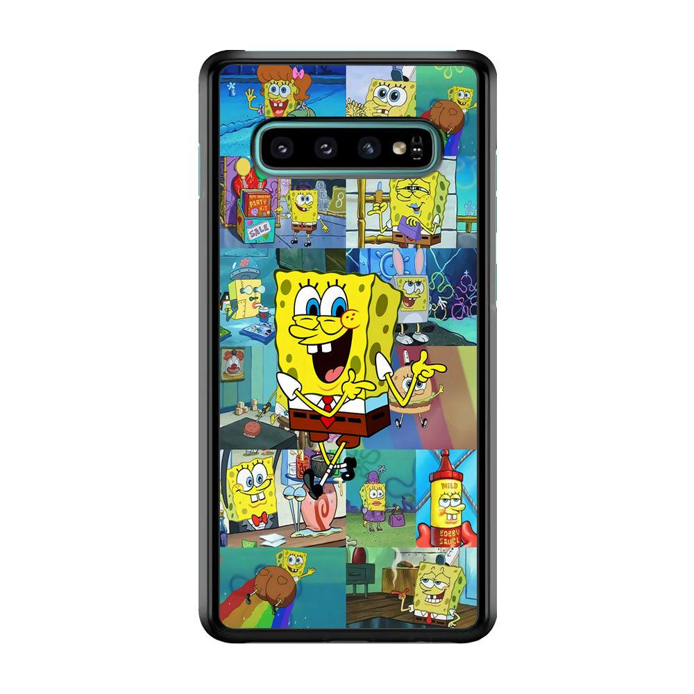 Spongebob Cartoon Aesthetic Samsung Galaxy S10 Case-Rubber / White (2D Case)-Xtracase