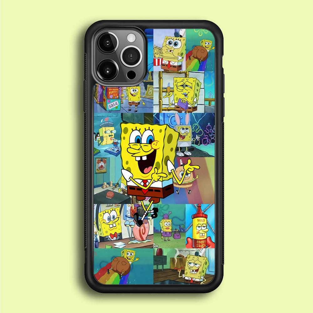 Spongebob Cartoon Aesthetic iPhone 12 Pro Max Case-Rubber / Black (2D Case)-Xtracase