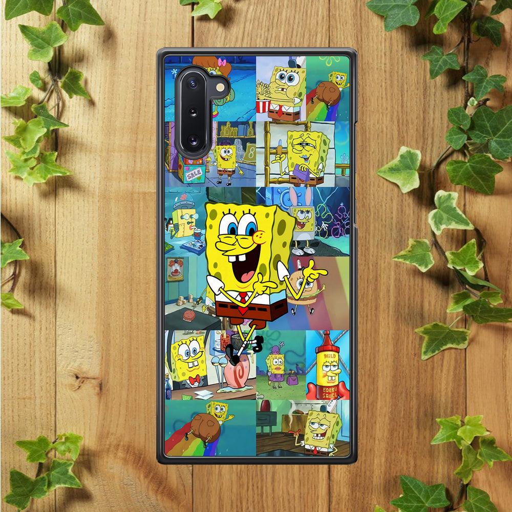 Spongebob Cartoon Aesthetic Samsung Galaxy Note 10 Case-Rubber / White (2D Case)-Xtracase