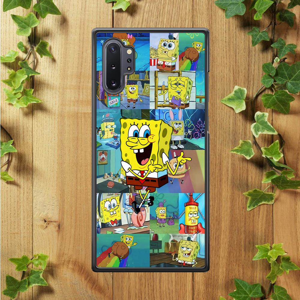 Spongebob Cartoon Aesthetic Samsung Galaxy Note 10 Plus Case-Rubber / Black (2D Case)-Xtracase