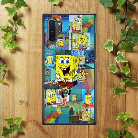 Spongebob Cartoon Aesthetic Samsung Galaxy Note 10 Plus Case-Rubber / Black (2D Case)-Xtracase