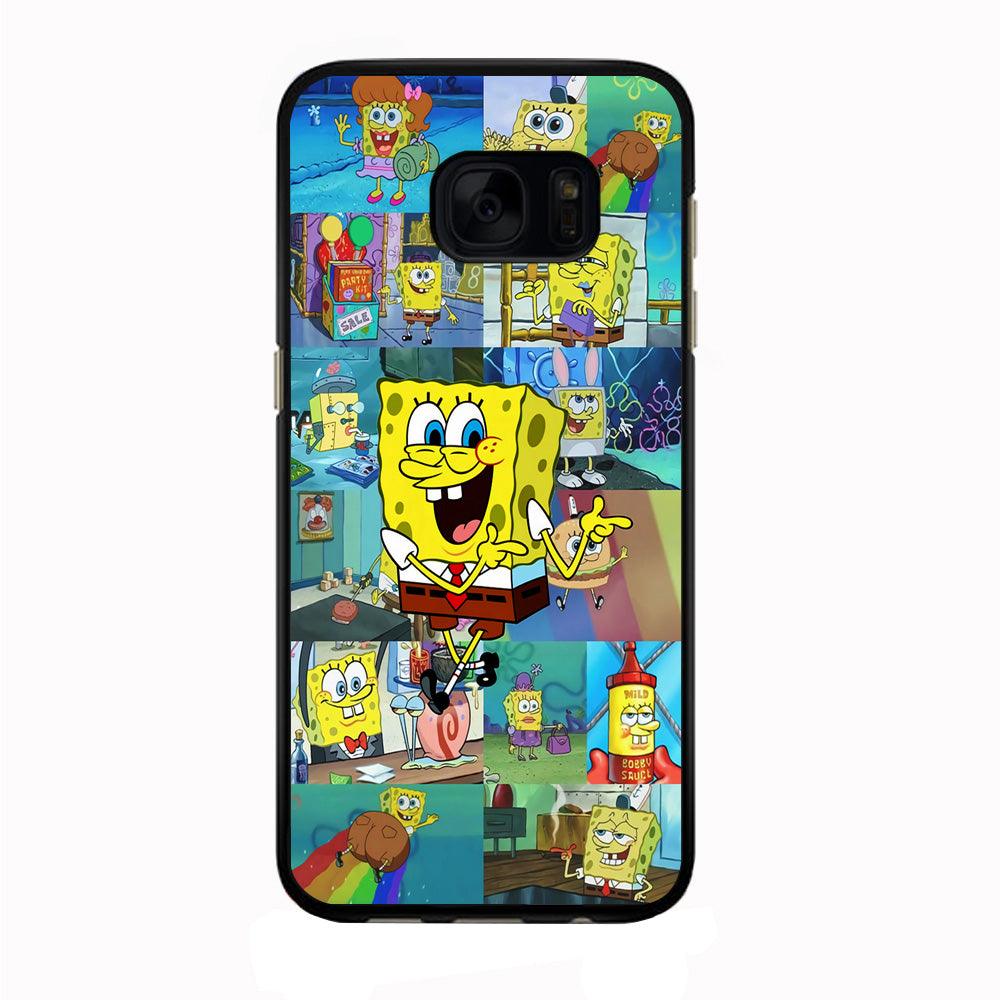 Spongebob Cartoon Aesthetic Smsung Galaxy S7 Edge Case-Rubber / Black (2D Case)-Xtracase