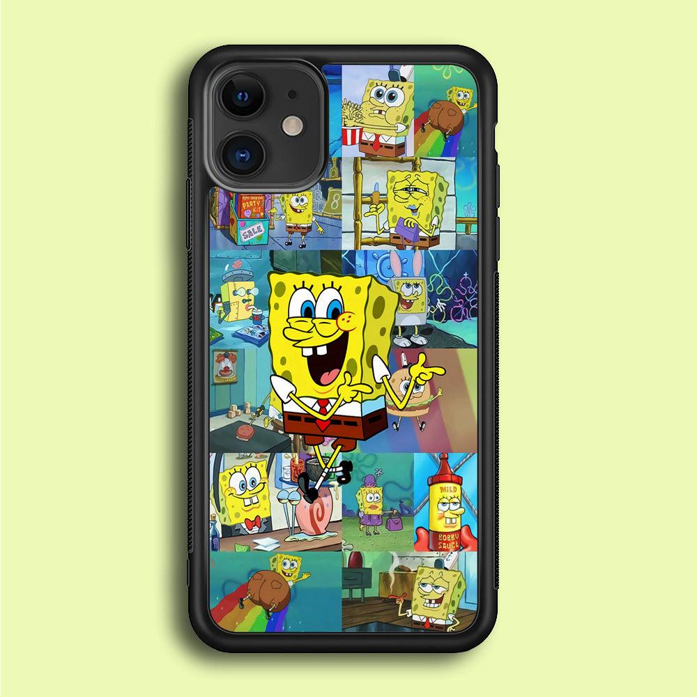 Spongebob Cartoon Aesthetic iPhone 12 Case-Rubber / Black (2D Case)-Xtracase