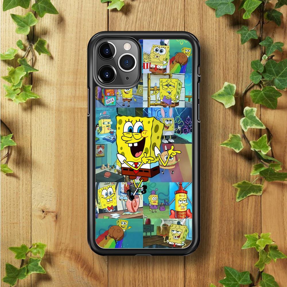 Spongebob Cartoon Aesthetic iPhone 11 Pro Case-Rubber / Black (2D Case)-Xtracase
