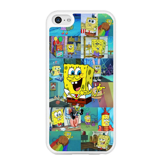 Spongebob Cartoon Aesthetic iPhone 5 | 5s Case-Rubber / White (2D Case)-Xtracase