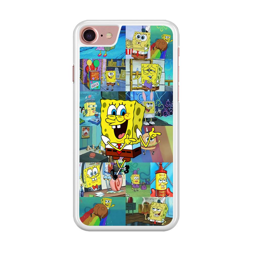 Spongebob Cartoon Aesthetic iPhone SE 2020 Case-Rubber / White (2D Case)-Xtracase