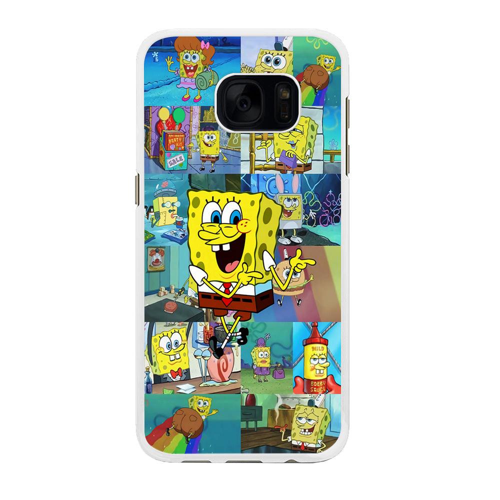 Spongebob Cartoon Aesthetic Smsung Galaxy S7 Edge Case-Rubber / White (2D Case)-Xtracase