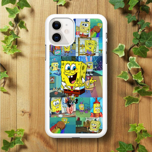 Spongebob Cartoon Aesthetic iPhone 11 Case-Rubber / White (2D Case)-Xtracase