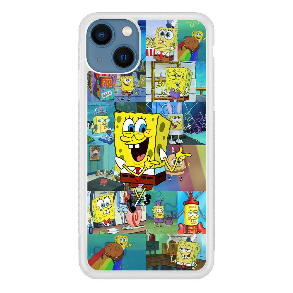Spongebob Cartoon Aesthetic iPhone 13 Case-Rubber / White (2D Case)-Xtracase