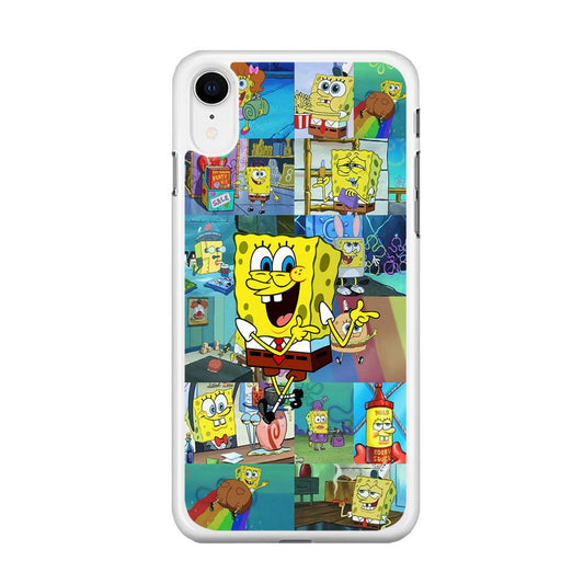Spongebob Cartoon Aesthetic iPhone XR Case-Rubber / White (2D Case)-Xtracase
