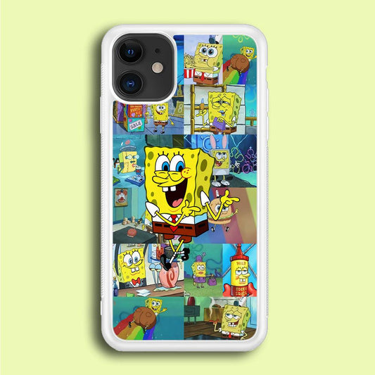 Spongebob Cartoon Aesthetic iPhone 12 Case-Rubber / White (2D Case)-Xtracase