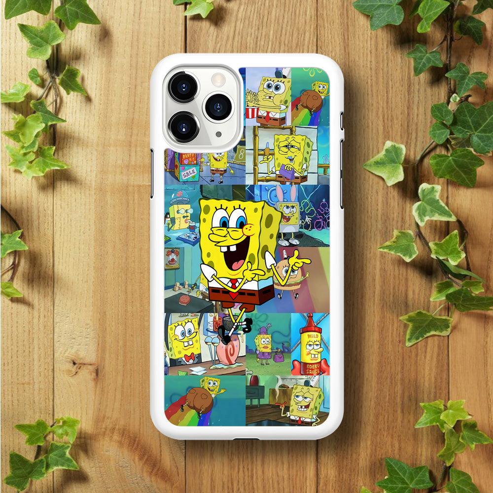 Spongebob Cartoon Aesthetic iPhone 11 Pro Max Case-Rubber / White (2D Case)-Xtracase