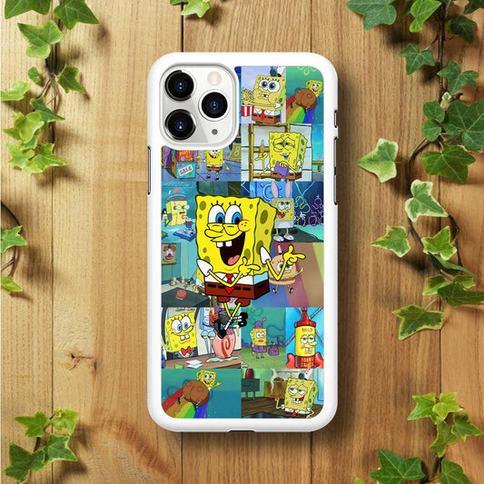 Spongebob Cartoon Aesthetic iPhone 11 Pro Max Case-Rubber / White (2D Case)-Xtracase