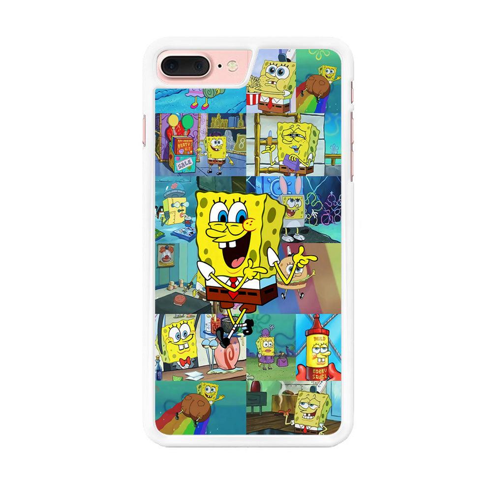 Spongebob Cartoon Aesthetic iPhone 8 Plus Case-Rubber / White (2D Case)-Xtracase