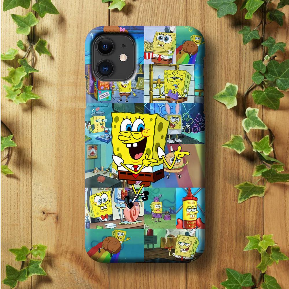Spongebob Cartoon Aesthetic iPhone 11 Case-Plastic / Full Wrap (3D Case)-Xtracase