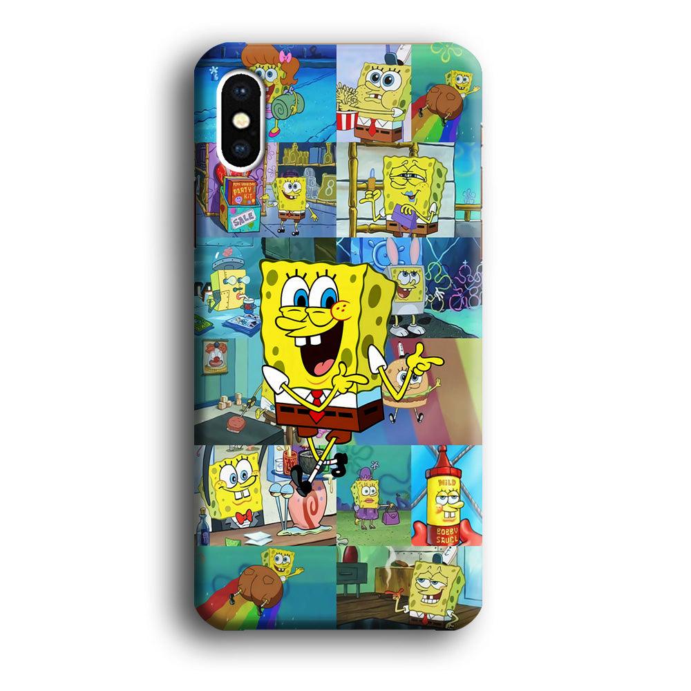 Spongebob Cartoon Aesthetic iPhone Xs Case-Plastic / Full Wrap (3D Case)-Xtracase