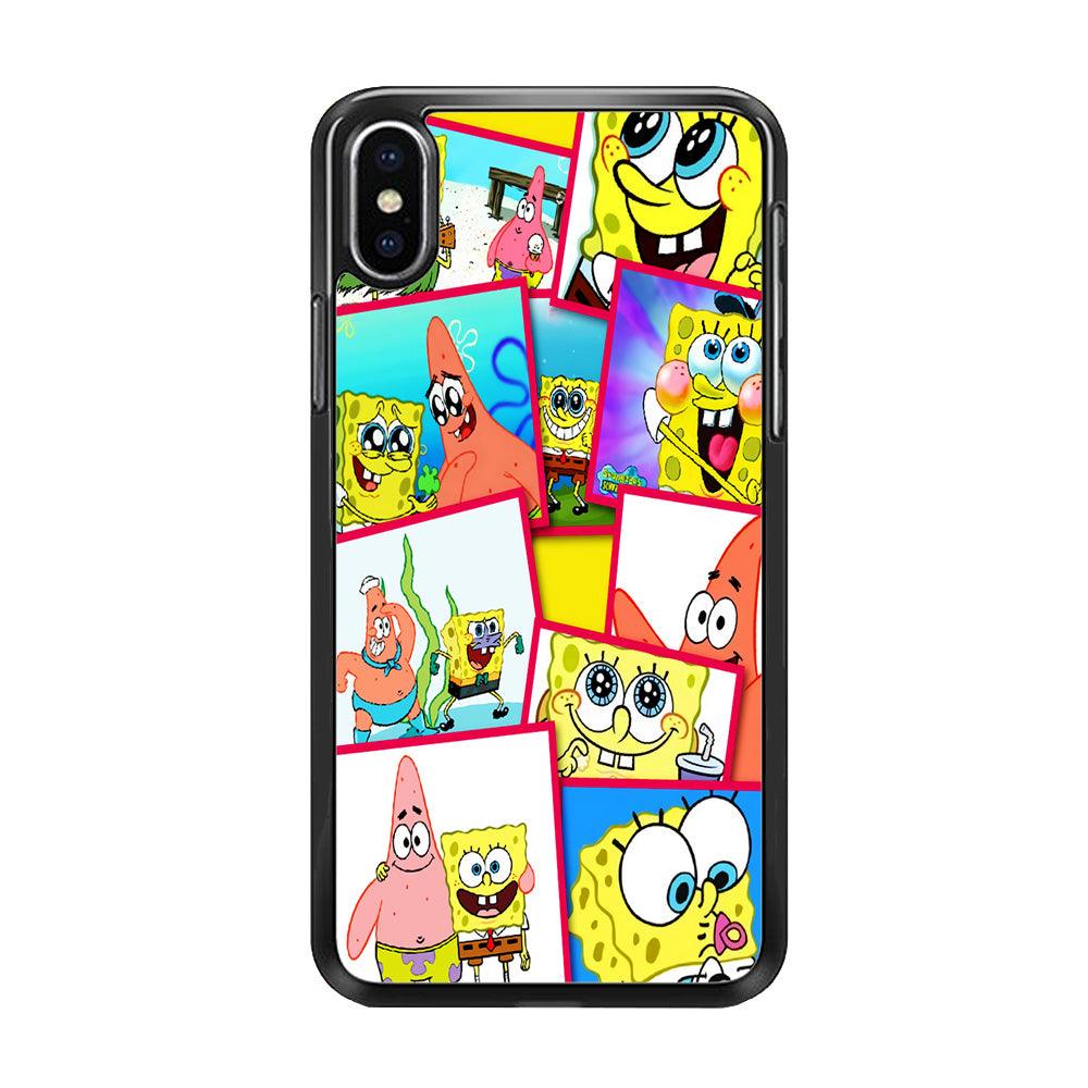 Spongebob Patrick Friendship iPhone Xs Case-Rubber / Black (2D Case)-Xtracase