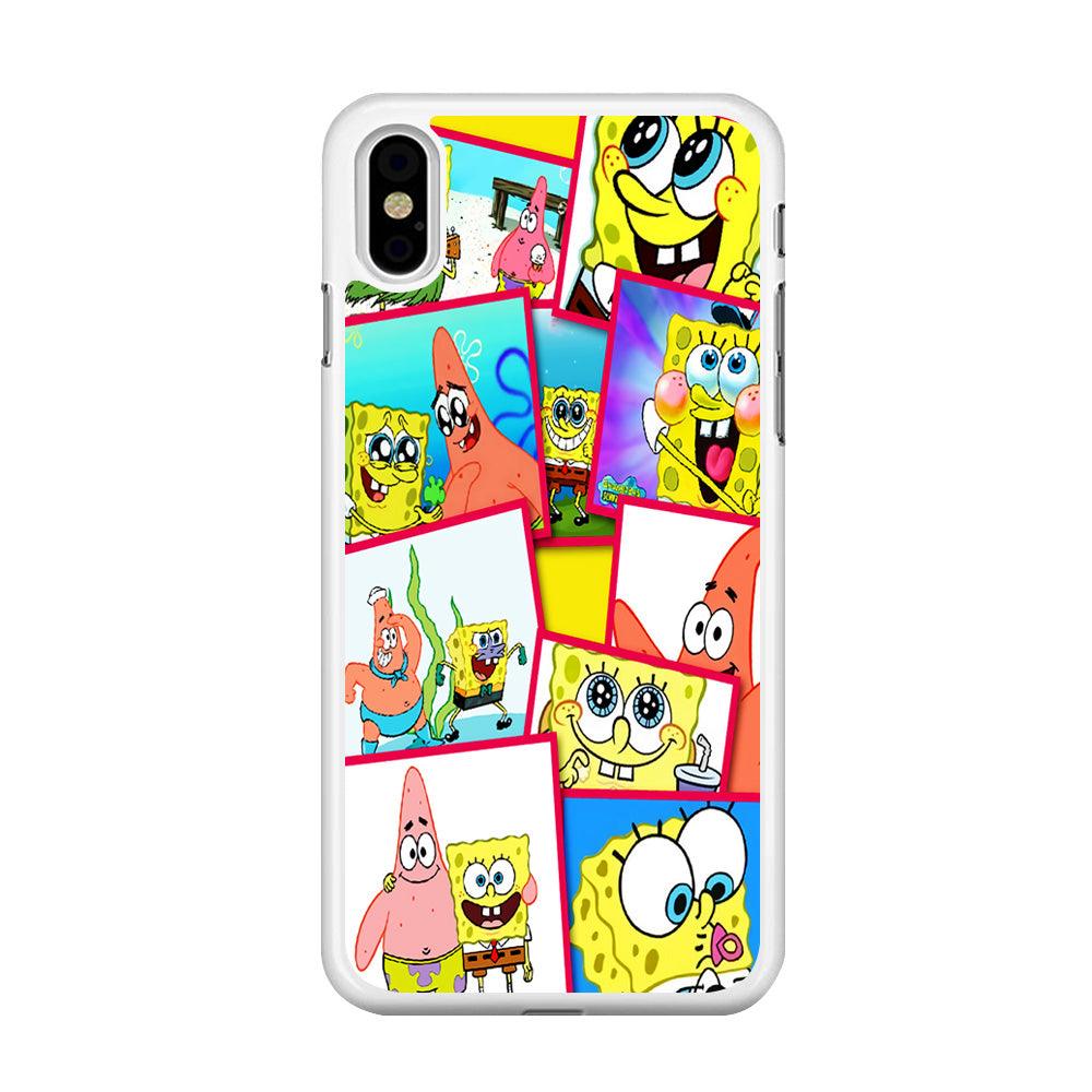 Spongebob Patrick Friendship iPhone Xs Case-Rubber / White (2D Case)-Xtracase
