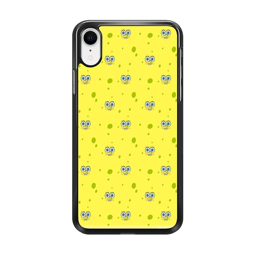 Spongebob's Face Pattern iPhone XR Case-Rubber / Black (2D Case)-Xtracase