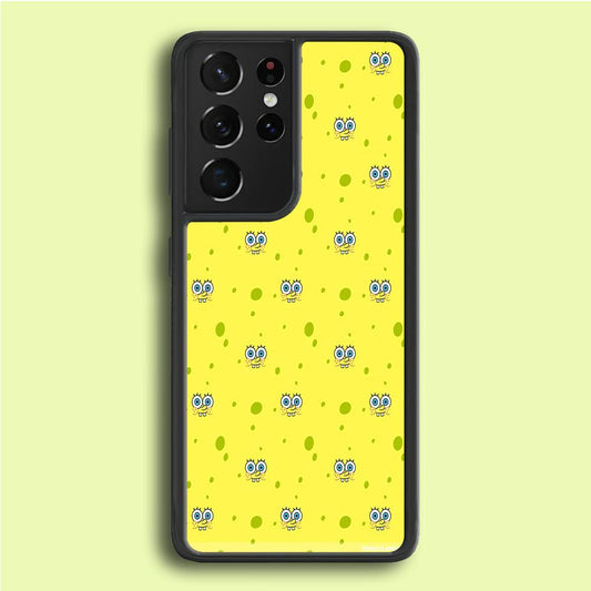 Spongebob's Face Pattern Samsung Galaxy S21 Ultra Case-Plastic / Full Wrap (3D Case)-Xtracase