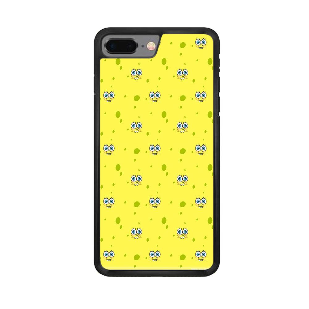 Spongebob's Face Pattern iPhone 8 Plus Case-Rubber / Black (2D Case)-Xtracase