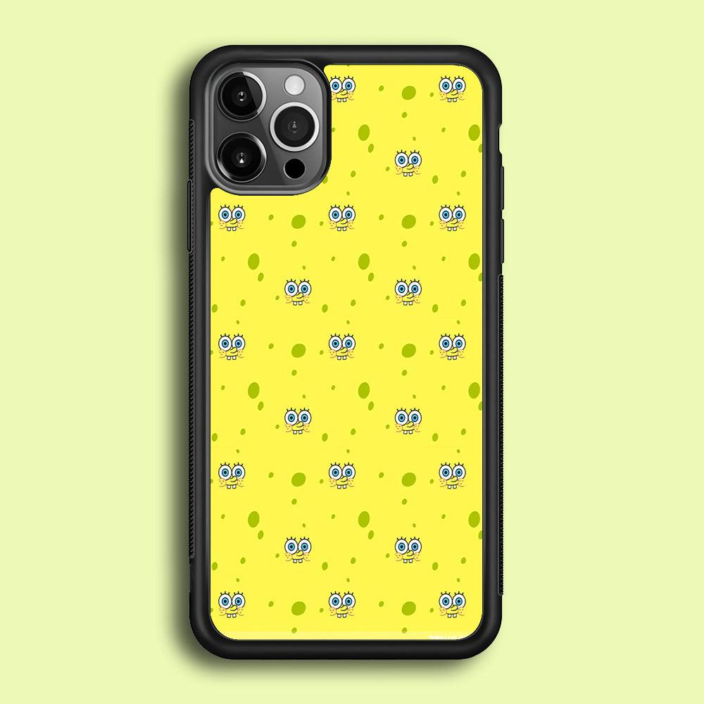 Spongebob's Face Pattern iPhone 12 Pro Max Case-Rubber / Black (2D Case)-Xtracase