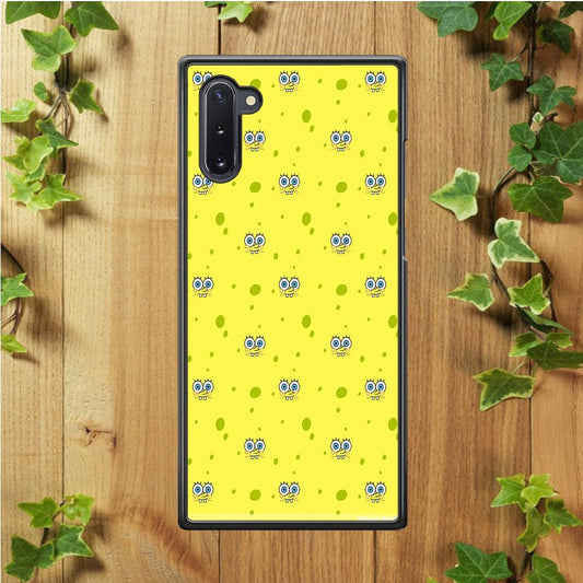 Spongebob's Face Pattern Samsung Galaxy Note 10 Case-Rubber / White (2D Case)-Xtracase