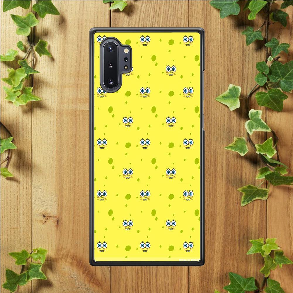 Spongebob's Face Pattern Samsung Galaxy Note 10 Plus Case-Rubber / Black (2D Case)-Xtracase