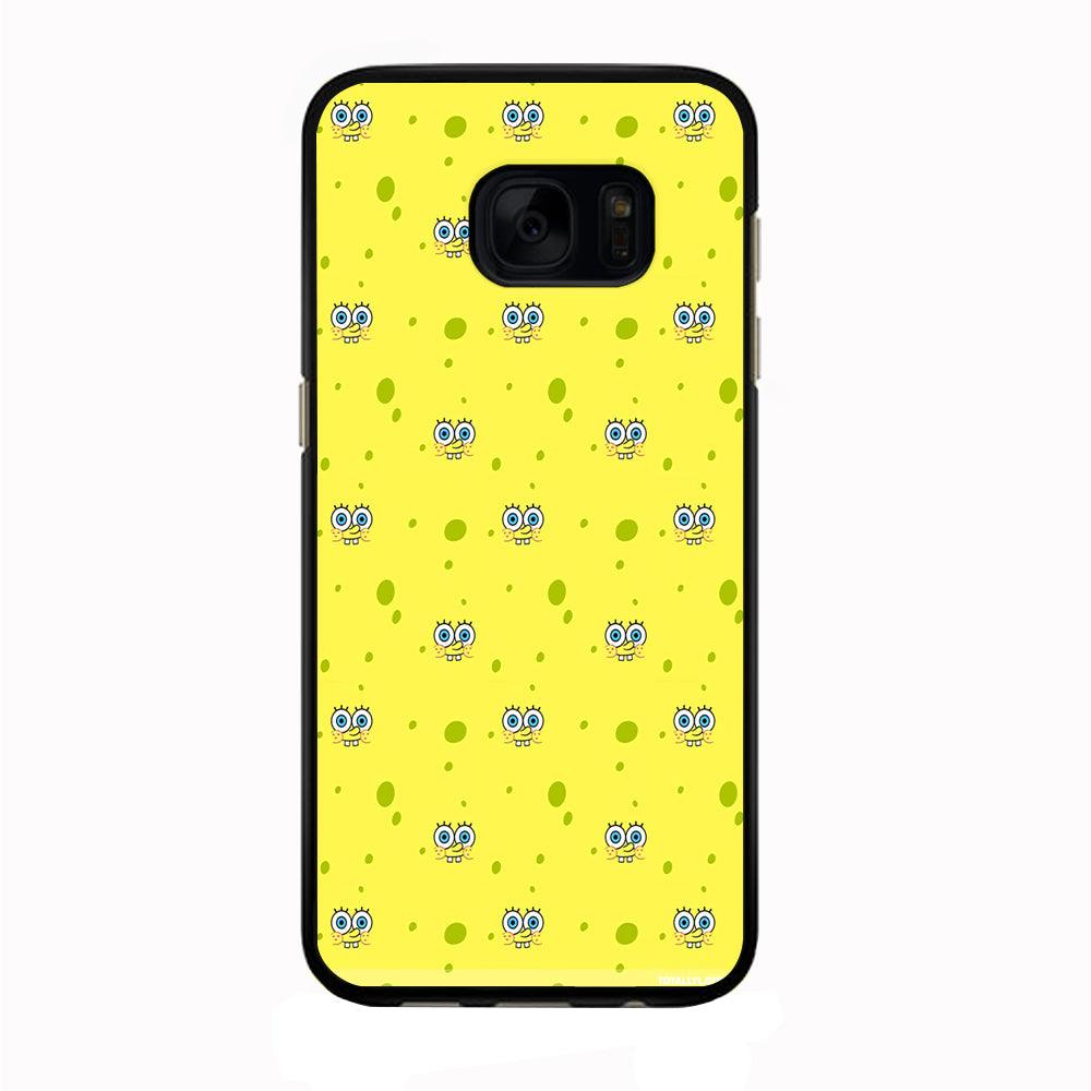 Spongebob's Face Pattern Samsung Galaxy S7 Edge Case-Rubber / Black (2D Case)-Xtracase