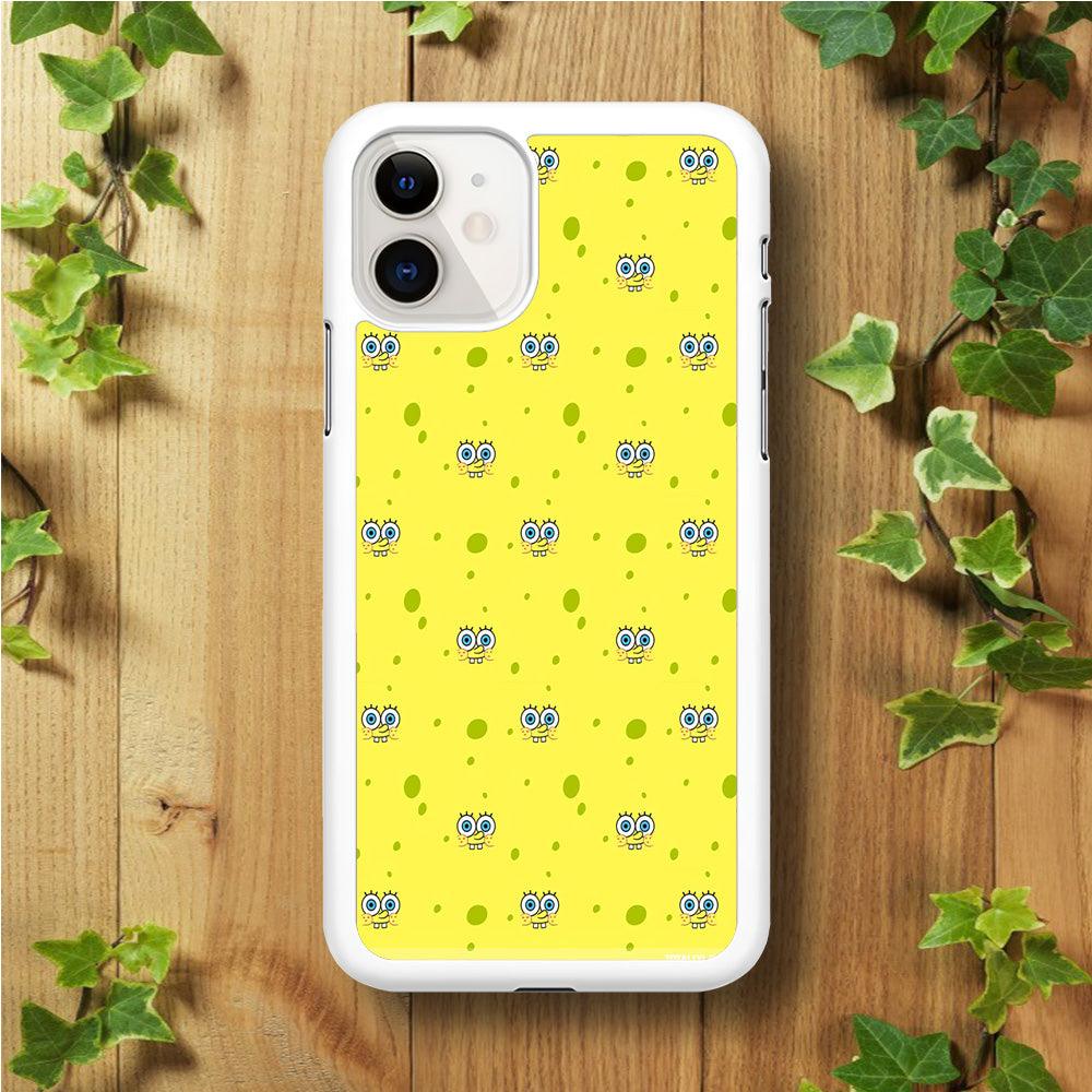 Spongebob's Face Pattern iPhone 11 Case-Rubber / White (2D Case)-Xtracase