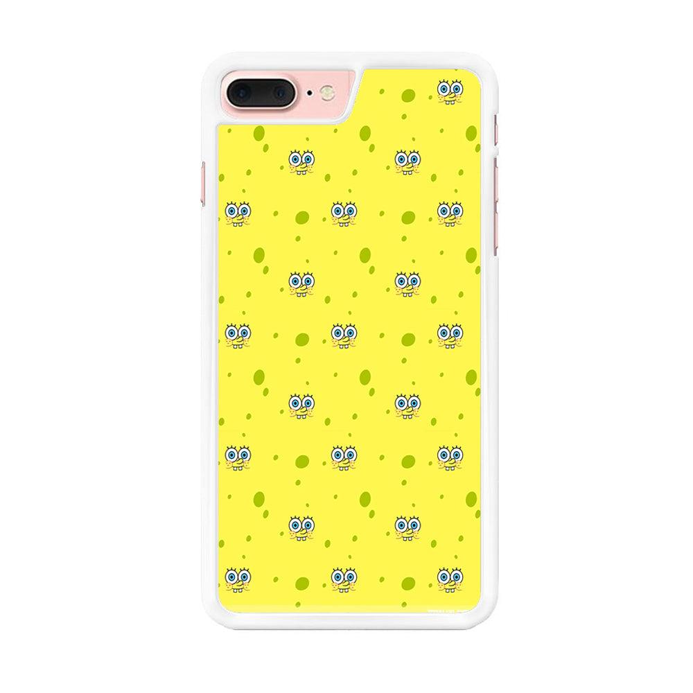 Spongebob's Face Pattern iPhone 8 Plus Case-Rubber / White (2D Case)-Xtracase