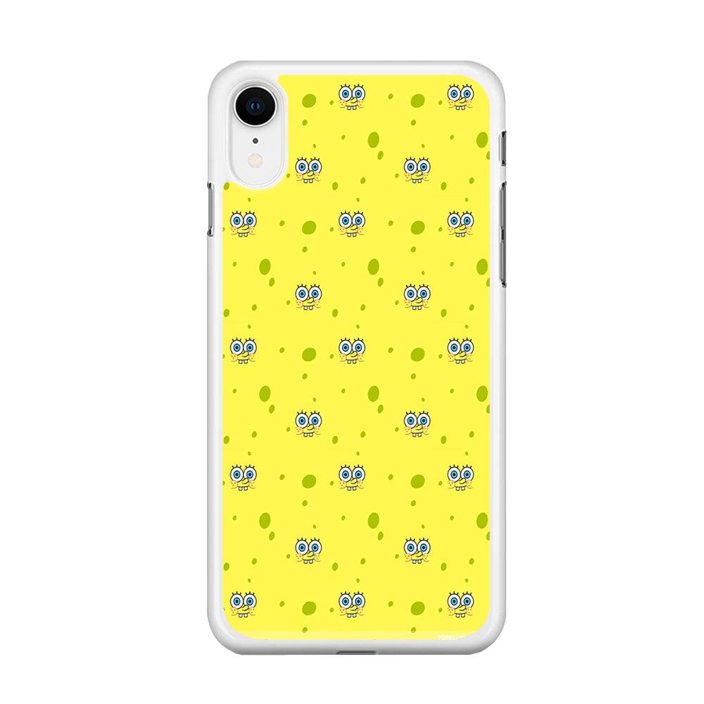 Spongebob's Face Pattern iPhone XR Case-Rubber / White (2D Case)-Xtracase