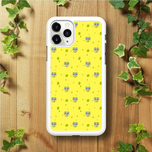 Spongebob's Face Pattern iPhone 11 Pro Max Case-Rubber / White (2D Case)-Xtracase