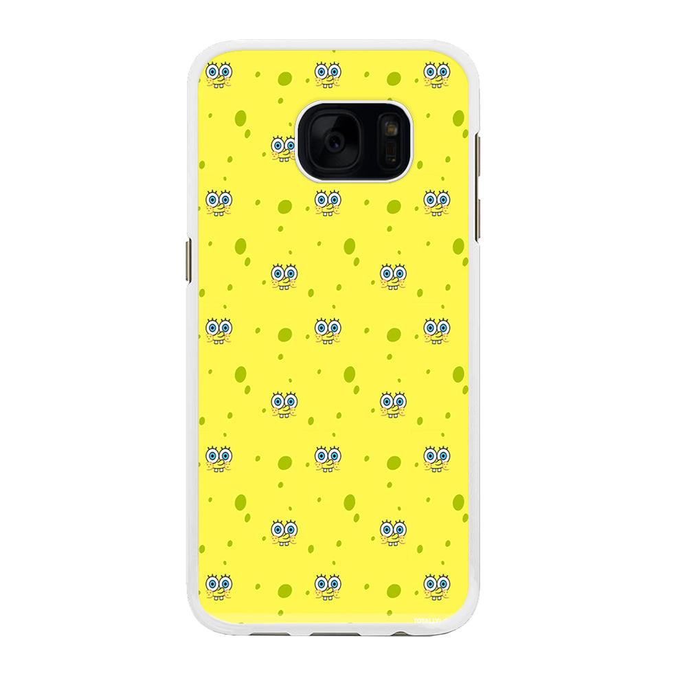 Spongebob's Face Pattern Samsung Galaxy S7 Edge Case-Rubber / White (2D Case)-Xtracase