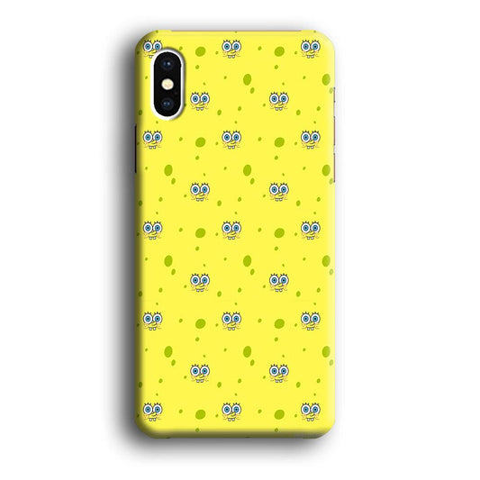 Spongebob's Face Pattern iPhone Xs Case-Plastic / Full Wrap (3D Case)-Xtracase