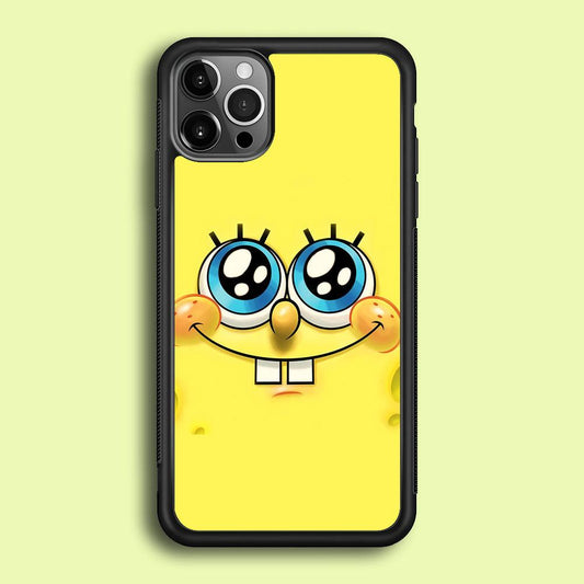 Spongebob's smiling face iPhone 12 Pro Case-Rubber / Black (2D Case)-Xtracase