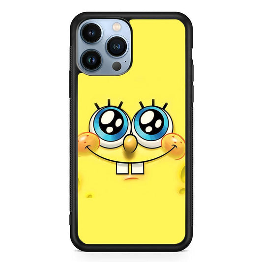 Spongebob's smiling face iPhone 13 Pro Case-Rubber / Black (2D Case)-Xtracase